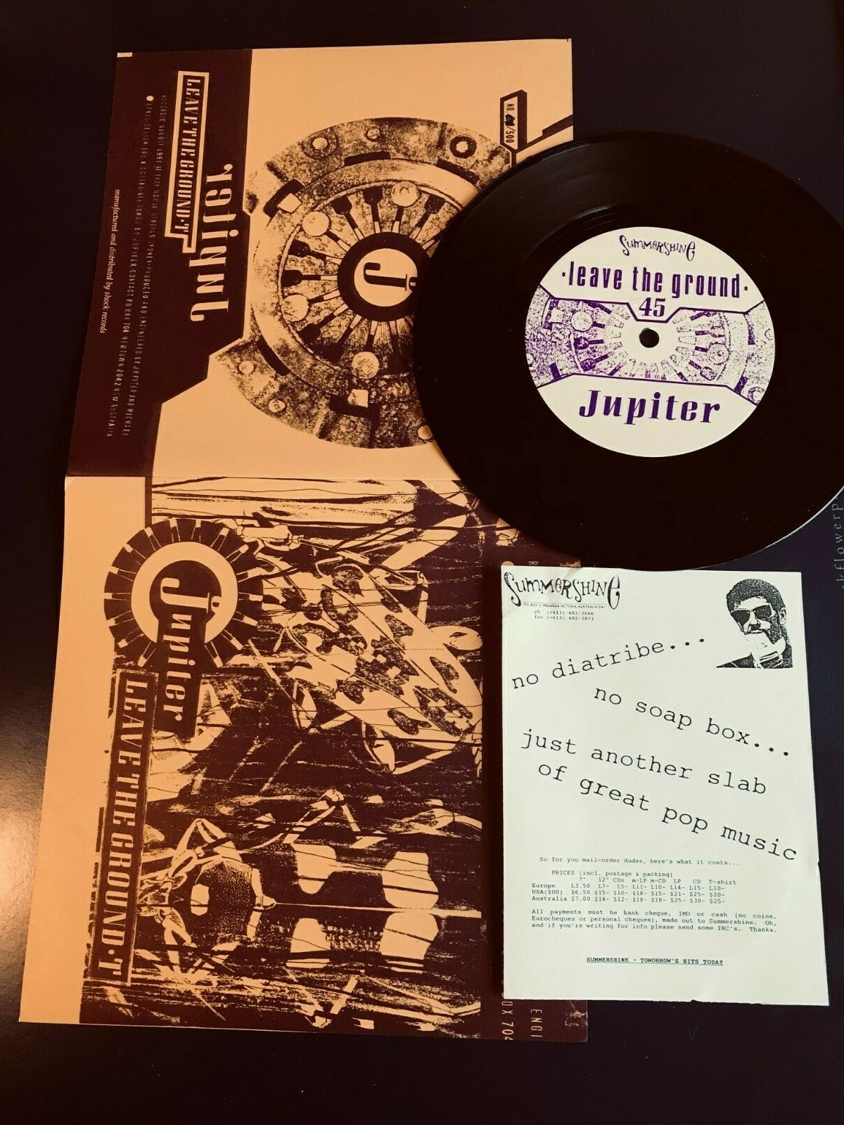 Jupiter 7" Black Vinyl Shine 015 Leave the Ground/'t' 