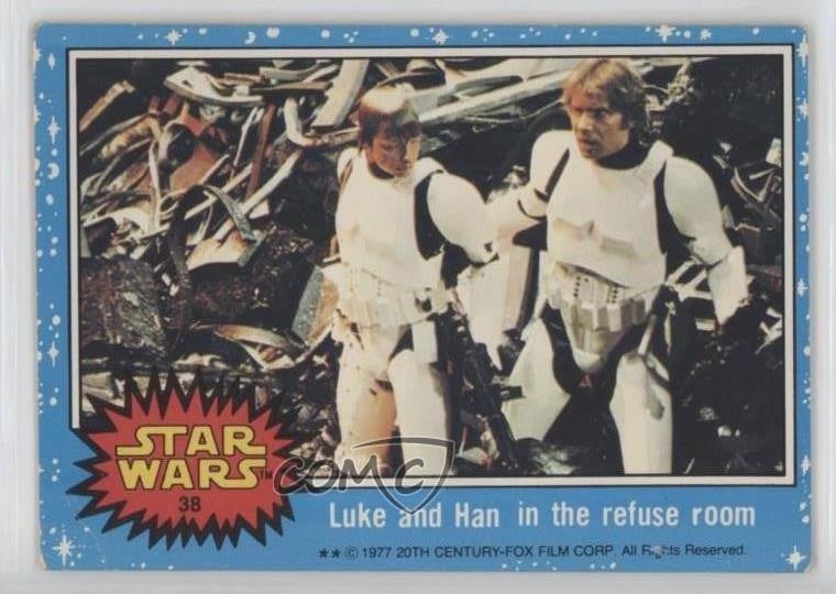 1977 Topps Star Wars Edizione UK Luke Skywalker e Han nella Sala dei Rifiuti 1b9b