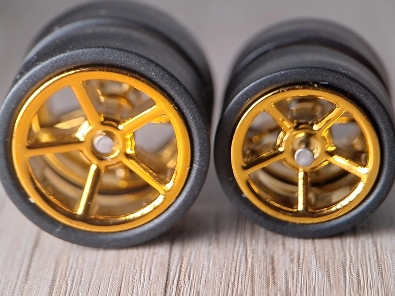 1/43 1/64 Custom Wheels Staggered Drag Gold Set