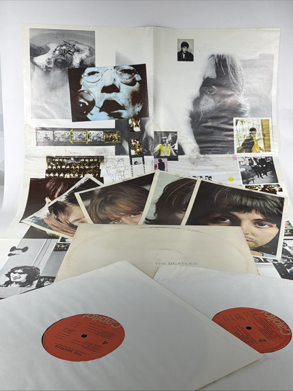The Beatles White Album 2 LP Complete 4 Photos & Poster Included Capitol EX+/VG-