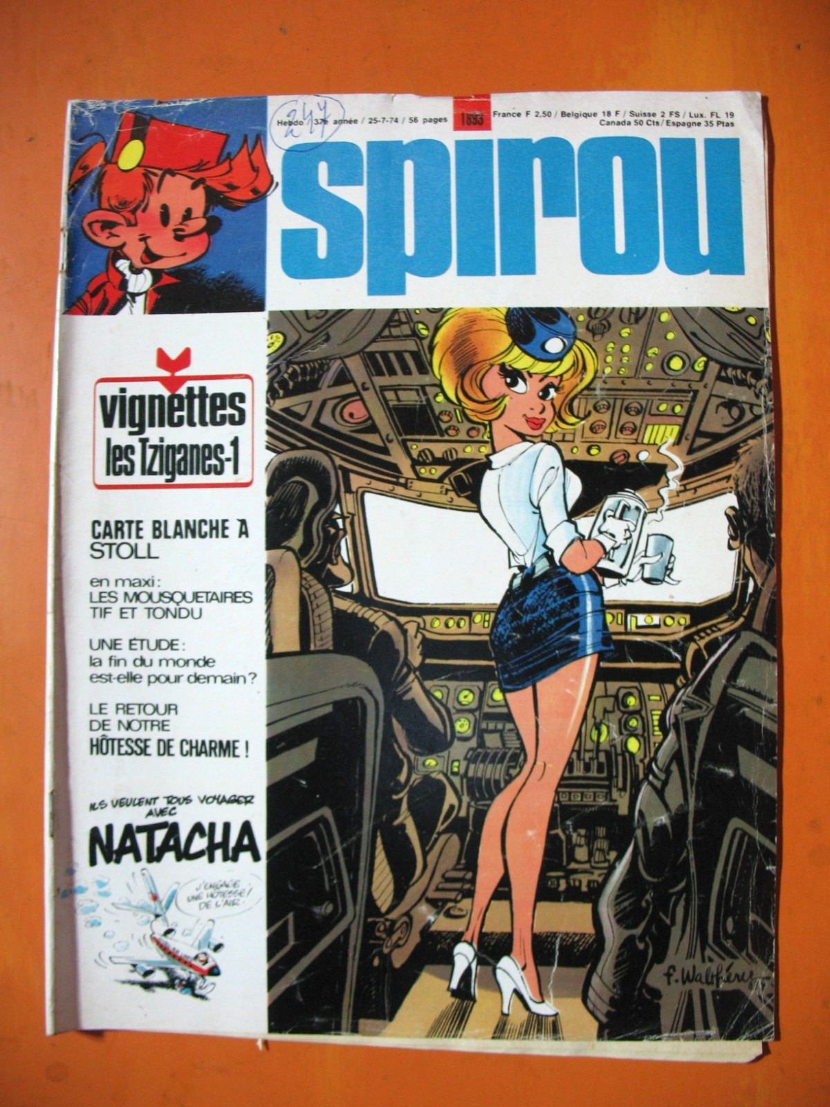 SPIROU Magazine N° 1893 du 25/07/1974- Natacha. Carte Blanche à Stoll