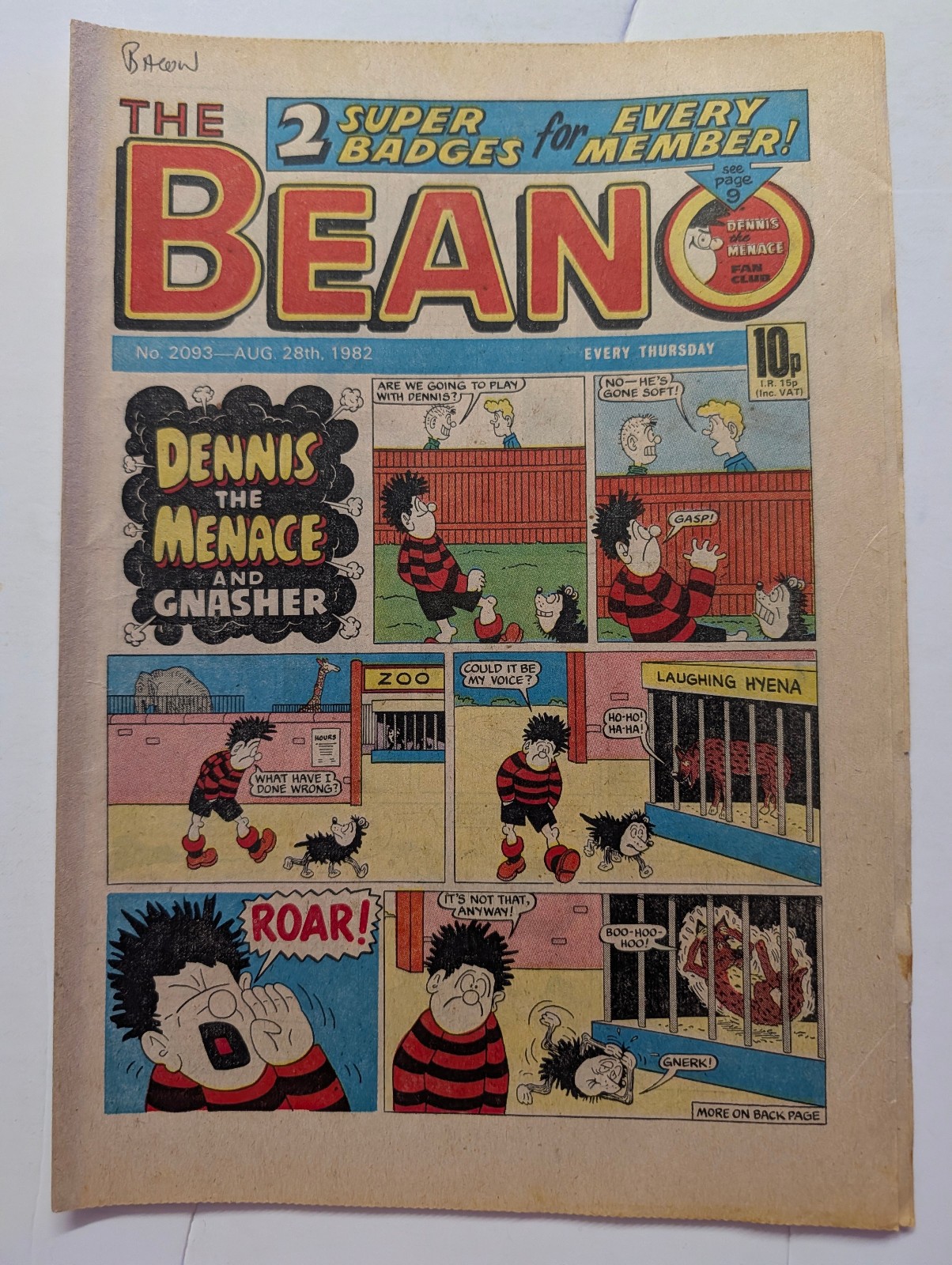Beano Comic No 2093, August 28th 1982.
