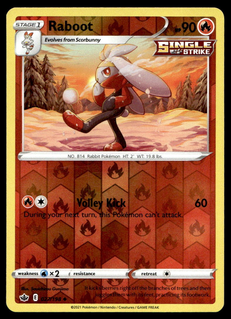 NM Raboot [SWSH06: Chilling Reign 027/198] Reverse Holofoil Uncommon Pokemon TCG