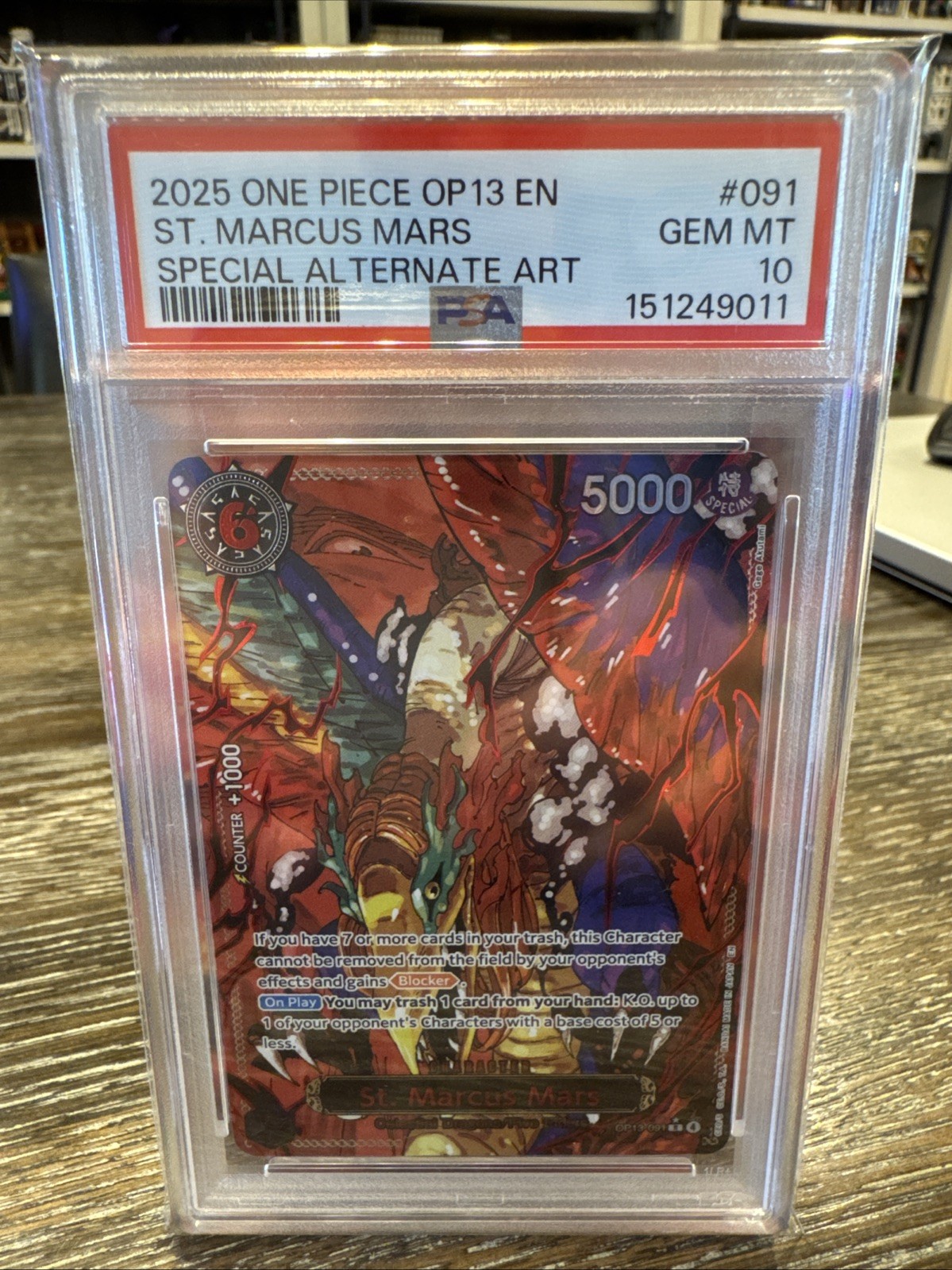 2025 One Piece OP13 En Special Arte Alternativa #091 San Marco Marte PSA 10