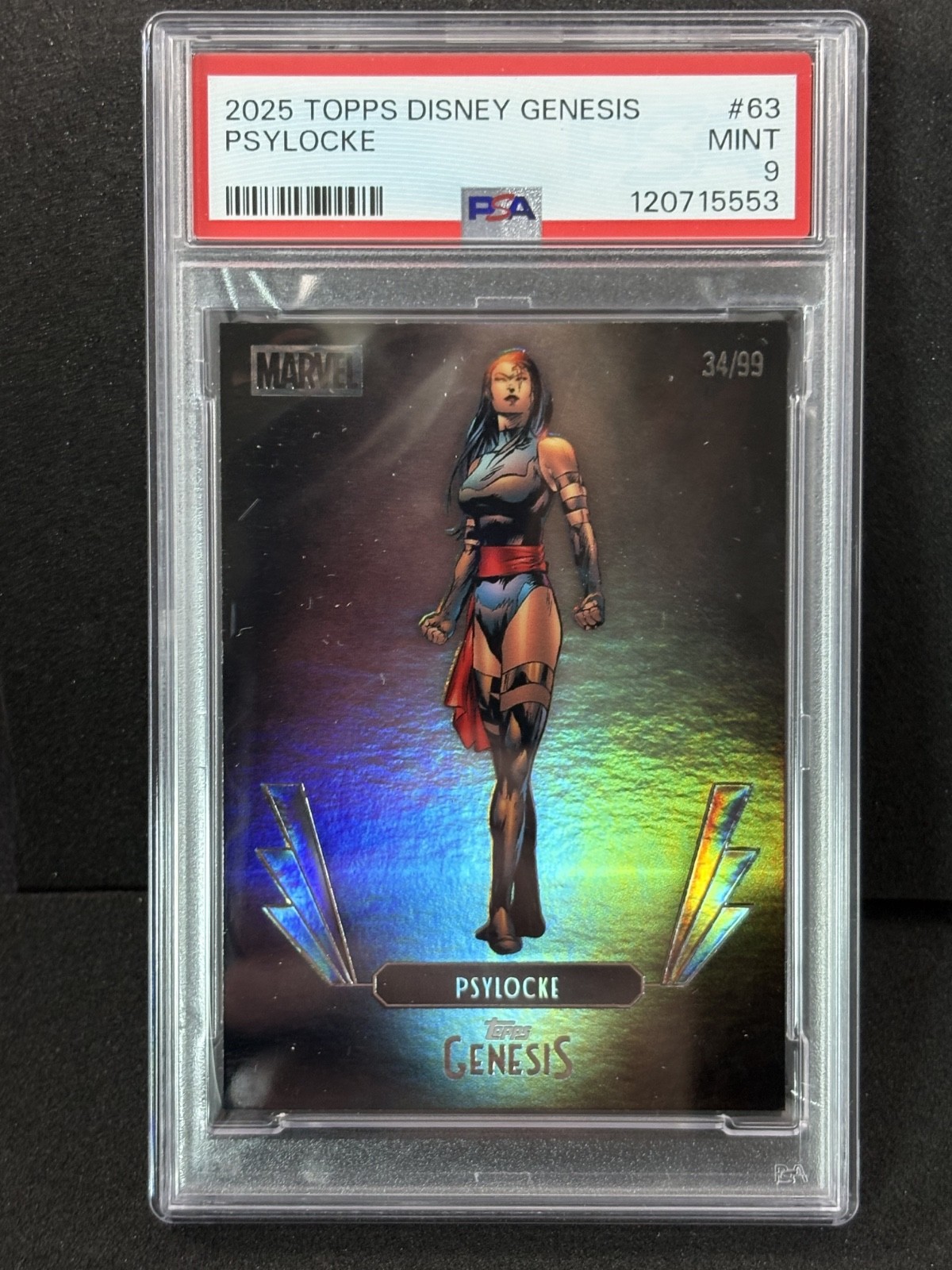 2025 Topps Disney Genesis #63 Psylocke 34/99 PSA 9 Pop 3 nessuno superiore