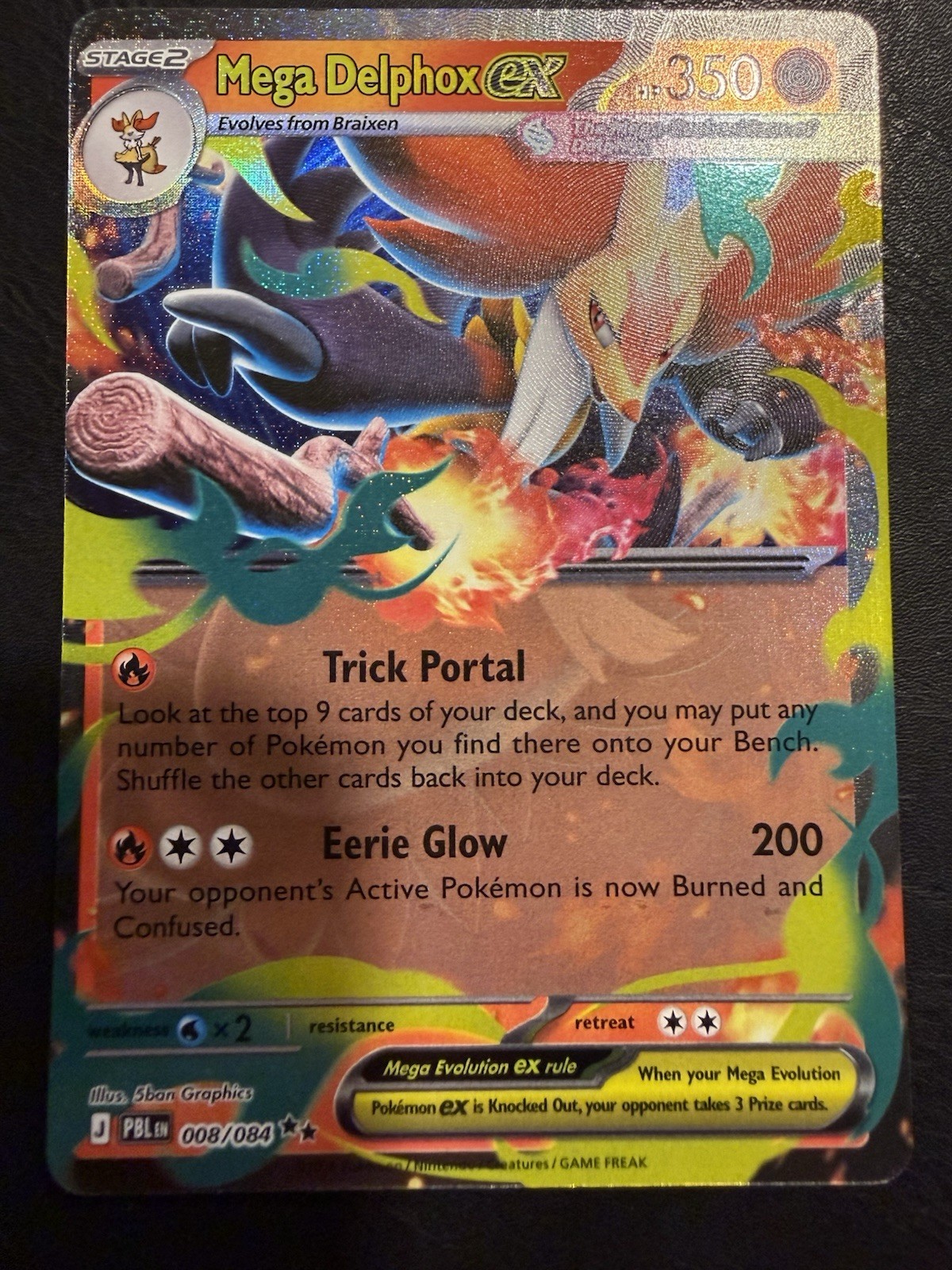 Pokémon TCG Mega Delphox Ex 008/084 Pitch Black Holo