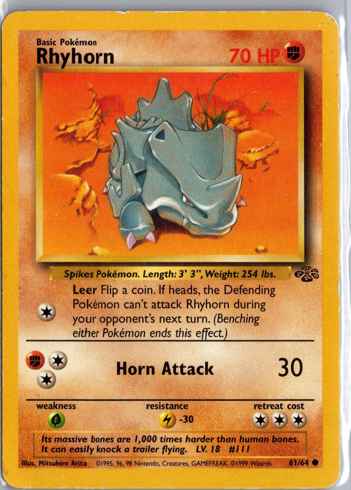 Rhyhorn 61/64 Pokemon giungla comune illimitato giocato moderatamente