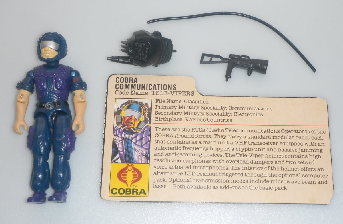 Vintage 1985 Cobra Tele Viper G.I. GI Joe v1 100% Complete Figure 3.75 ARAH Lot