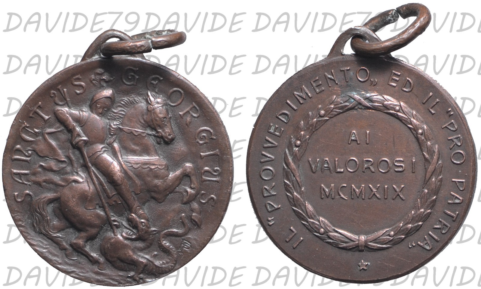 05726]  MEDAGLIA MILITARE COMMEMORATIVA "AI VALOROSI MCMXIX" - SAN GIORGIO 1919