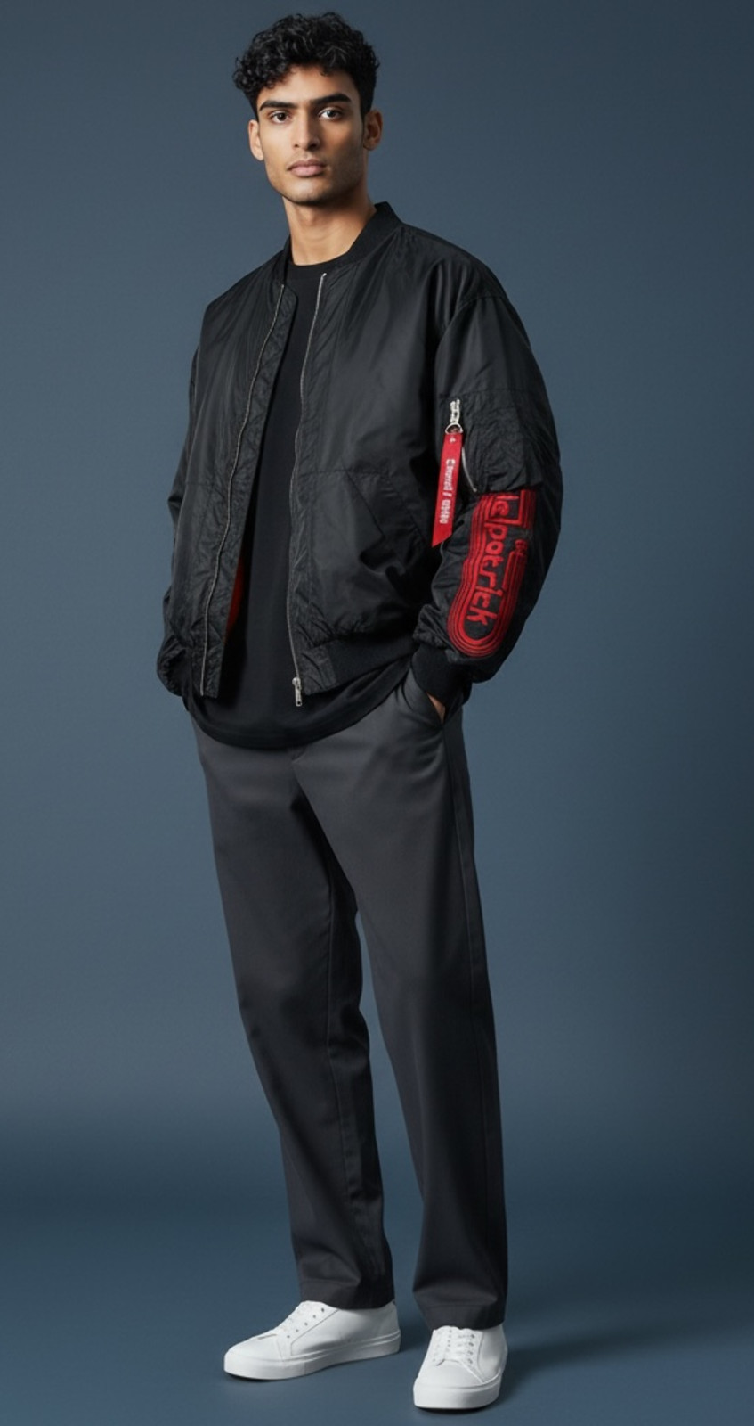 Daniel Patrick, Oversized, Bomber Jacket – Red Logo Size L.