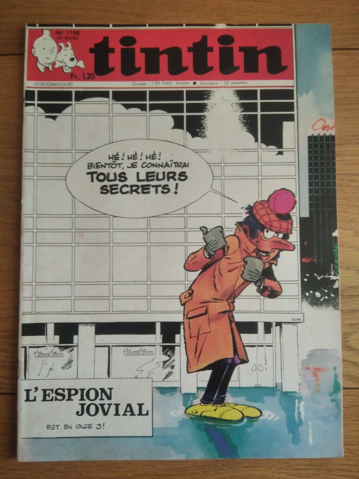 Le journal de Tintin n° 1156 , couverture Dupa ( Dargaud , 24/12/1970 )