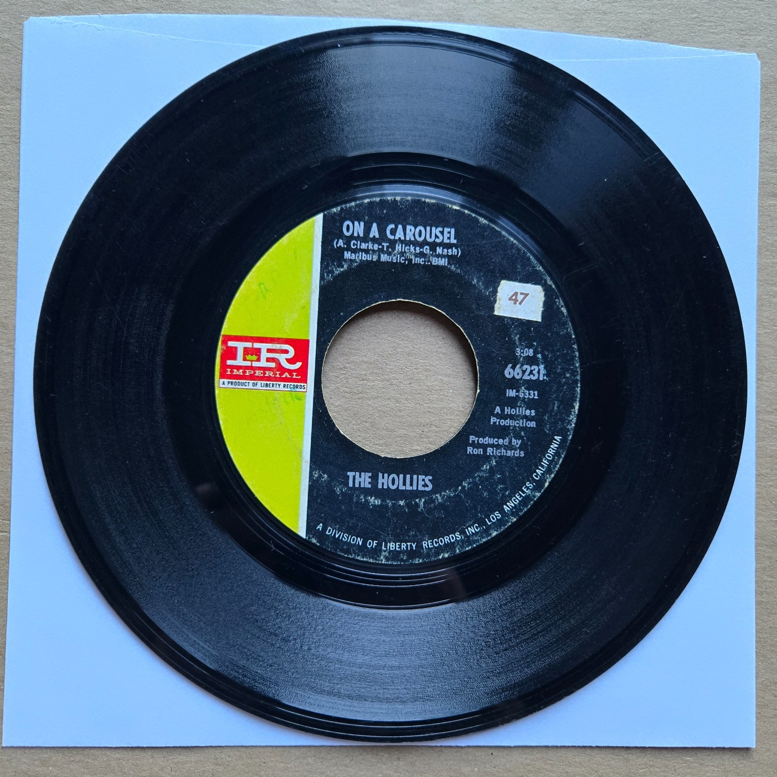 THE HOLLIES On A Carousel/All The World Is Love 45 7" Record Vinyl