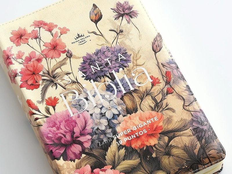Biblia RVR60 Letra Súper Gigante i/piel Vintage Floral con cierre/índice Canto pintado