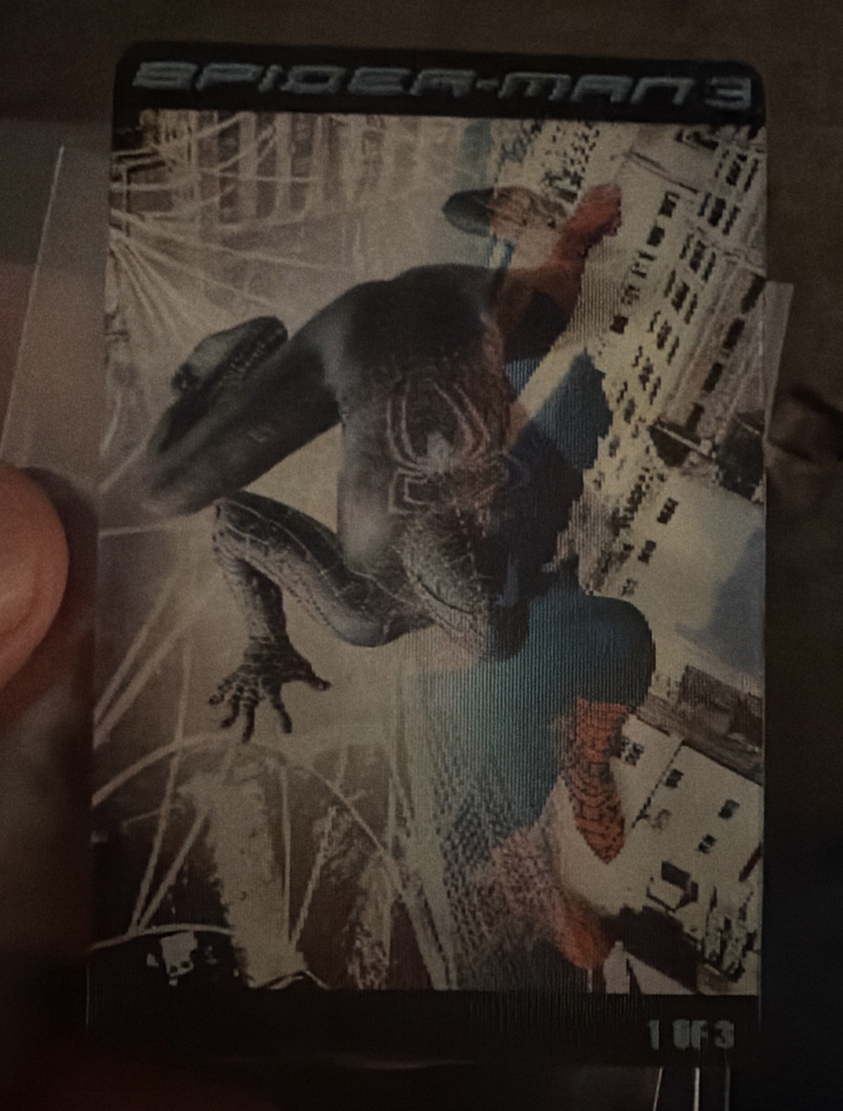 2007 Marvel Kraft Handi-Snack Spider-Man 3 carte #1 di 3 lenticolari rare non classificate