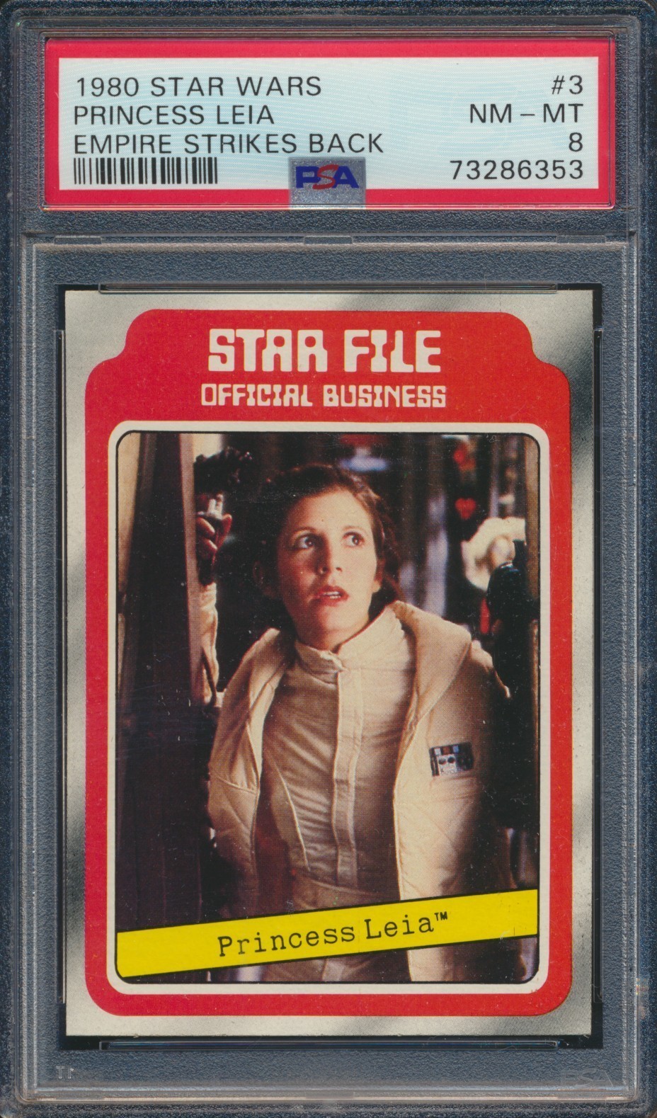 1980 TOPPS STAR WARS EMPIRE STRIKES BACK #3 PRINCESS LEIA PSA 8 QUASI NUOVO-MT