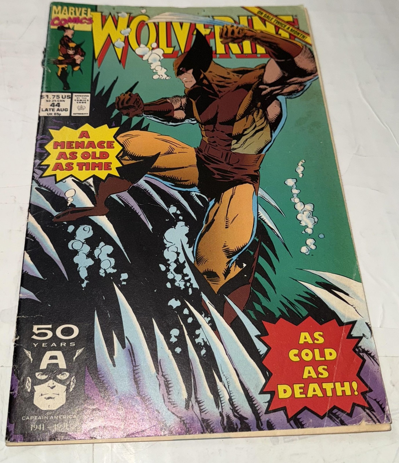 Marvel Wolverine #34 fumetto 1991 Cacciatore nelle tenebre Capitan America 50 anni