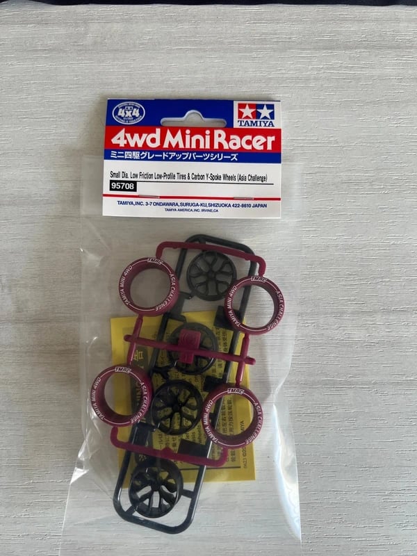Tamiya 95708 Mini 4WD – Gomme Low Friction e Cerchi Carbonio Asia Challenge