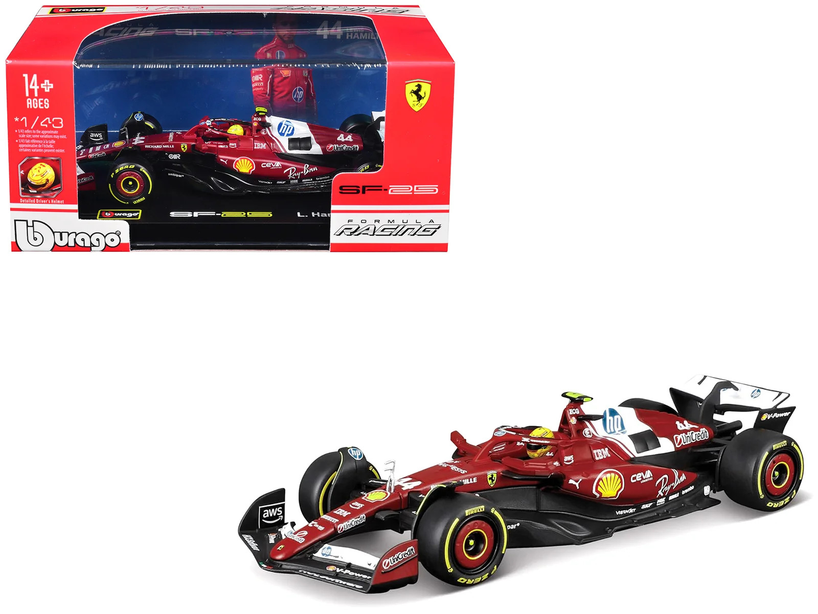 Ferrari SF-25 #44 Lewis Hamilton Formula One F1 1/43 Diecast Model Car - Bburag