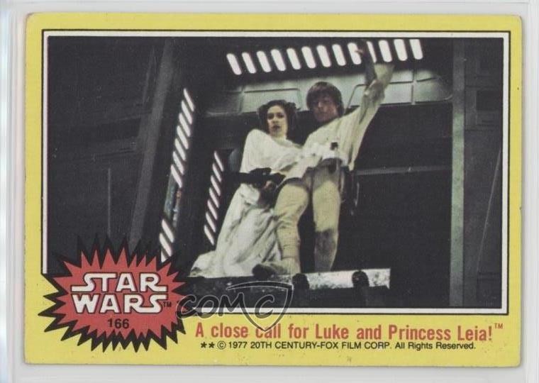 1977 Topps Star Wars A Close Call for Luke and Princess Leia! #166 0cf3