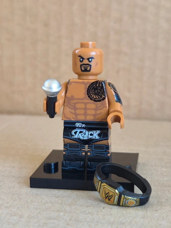 The Rock minifigure Dwayne Johnson type Lego compatible
