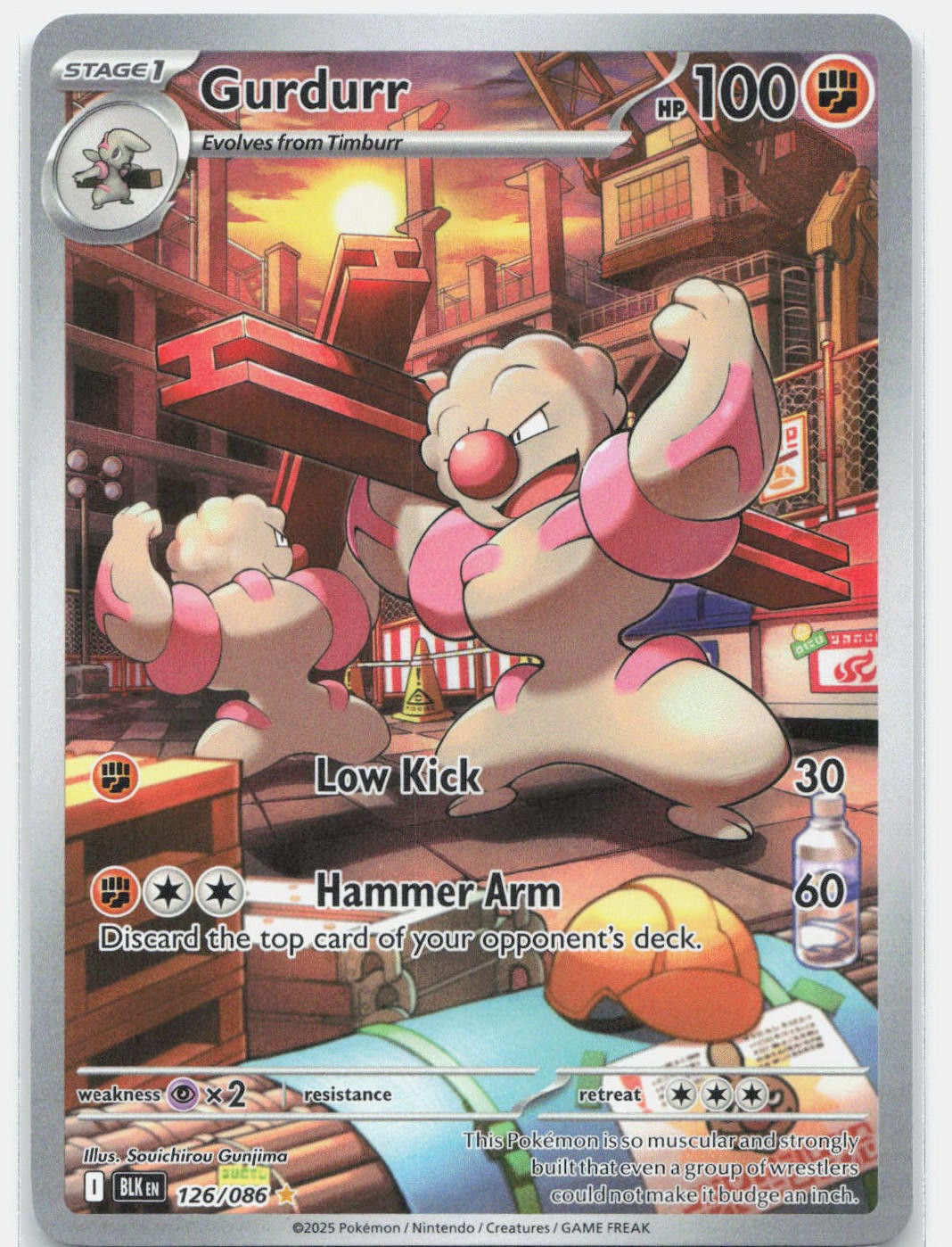 Gurdurr 126/086 Holo Illustrazione Raro Pokemon Bullone Nero Quasi Nuovo