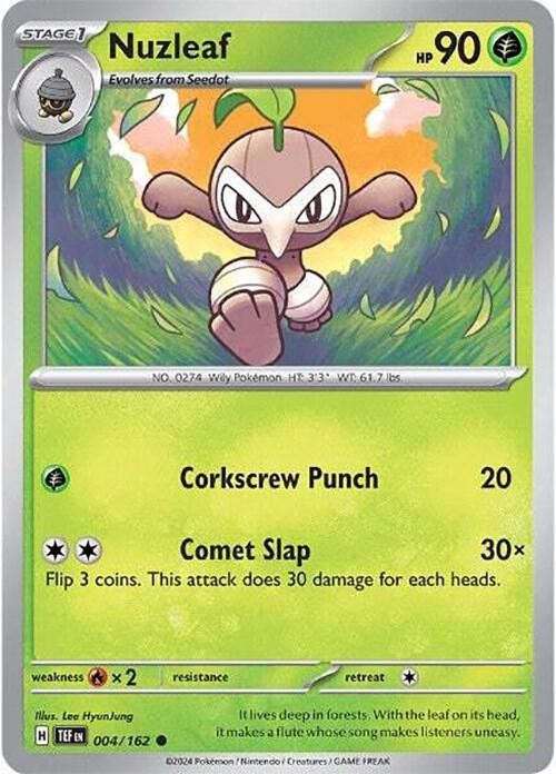 #004/162 Nuzleaf Normal Common - Pokémon Forze Temporali Inglese Near Mint