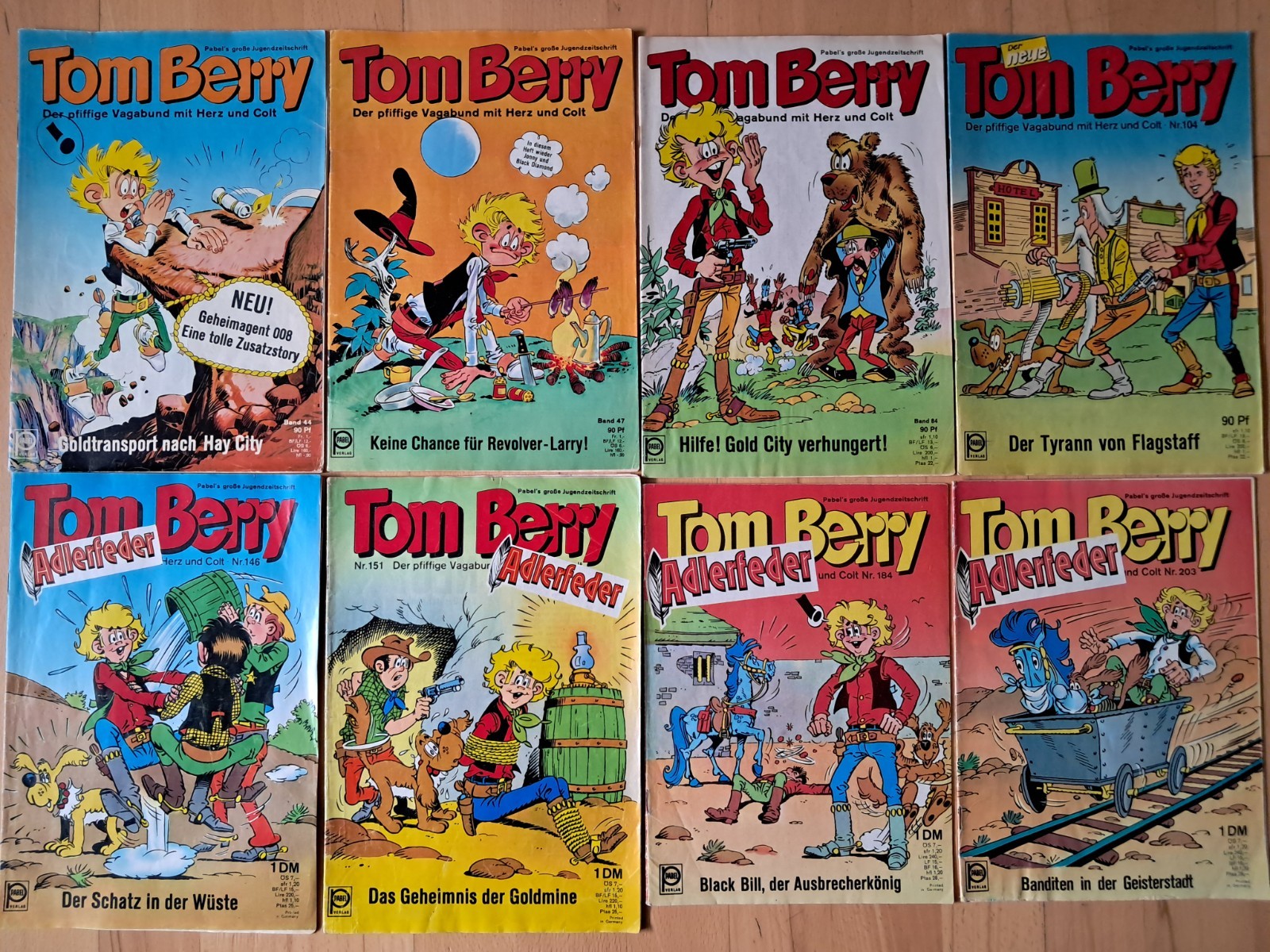 Tom Berry n.44, 47, 84, 104, 146, 151, 184, 2003 - Confezione 8 fumetti Pabel