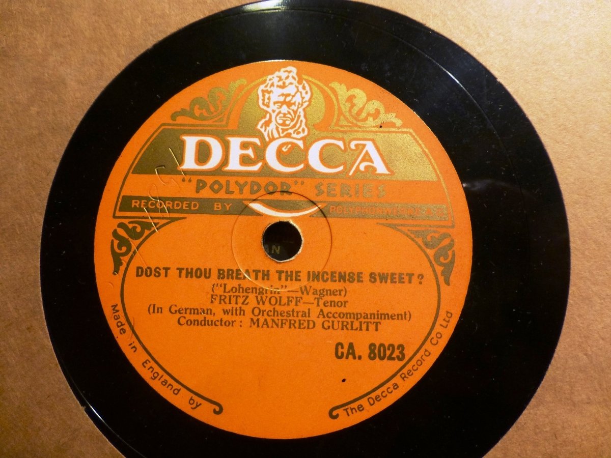 1929 Fritz WOLFF Tenor Lohengrin Atmest du nicht/ Meistersinger Am stillen Herd