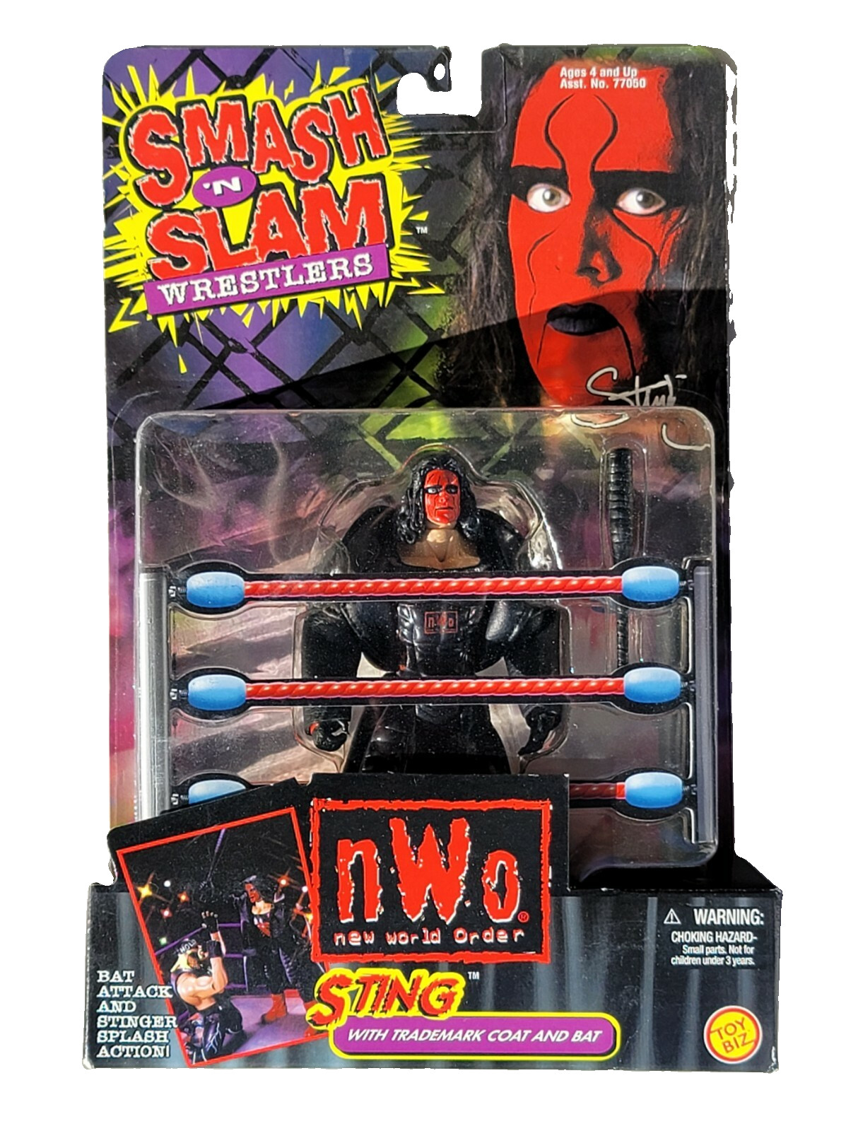 wcw wwf ljn wrestling superstars smash 'n slam red face sting wrestling figure