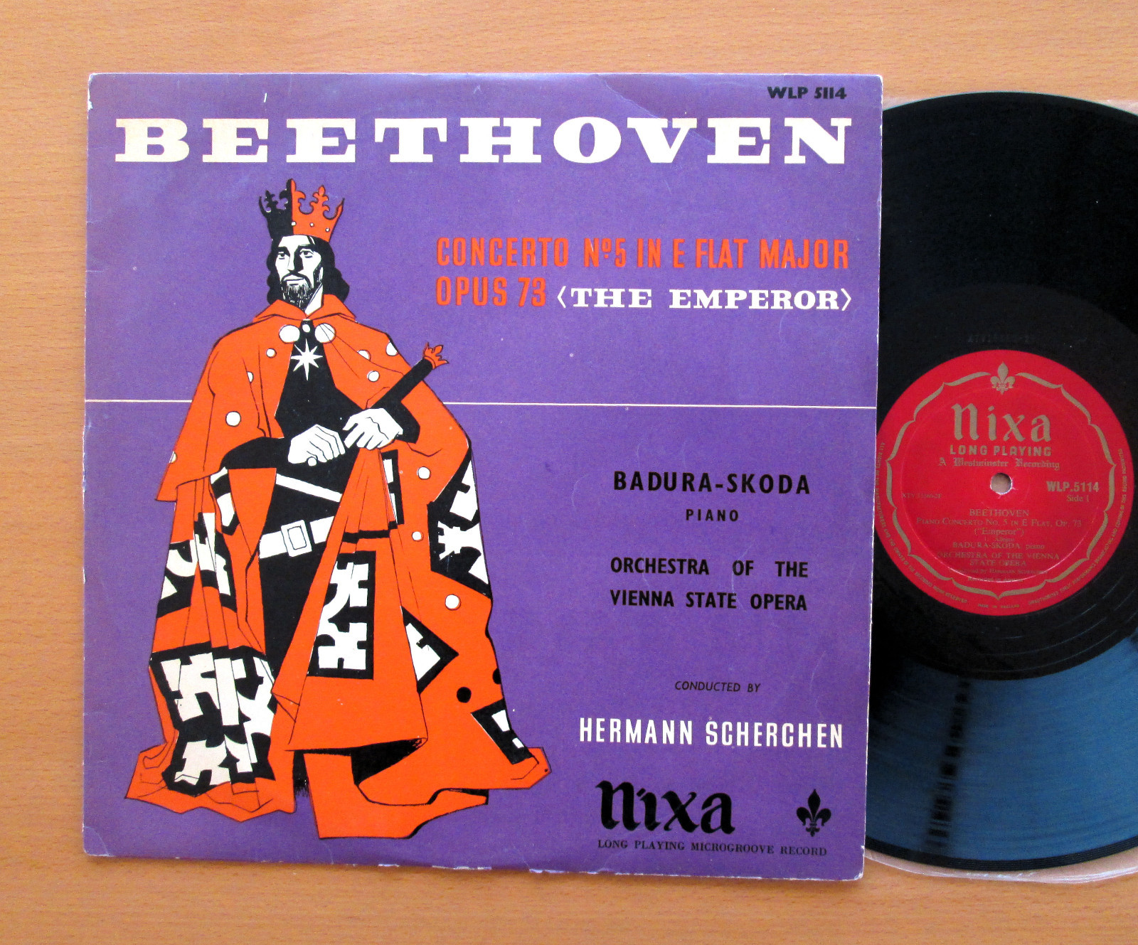 WLP 5114 Beethoven Piano Concerto 5 Emperor Badura-Skda Scherchen NIXA EX