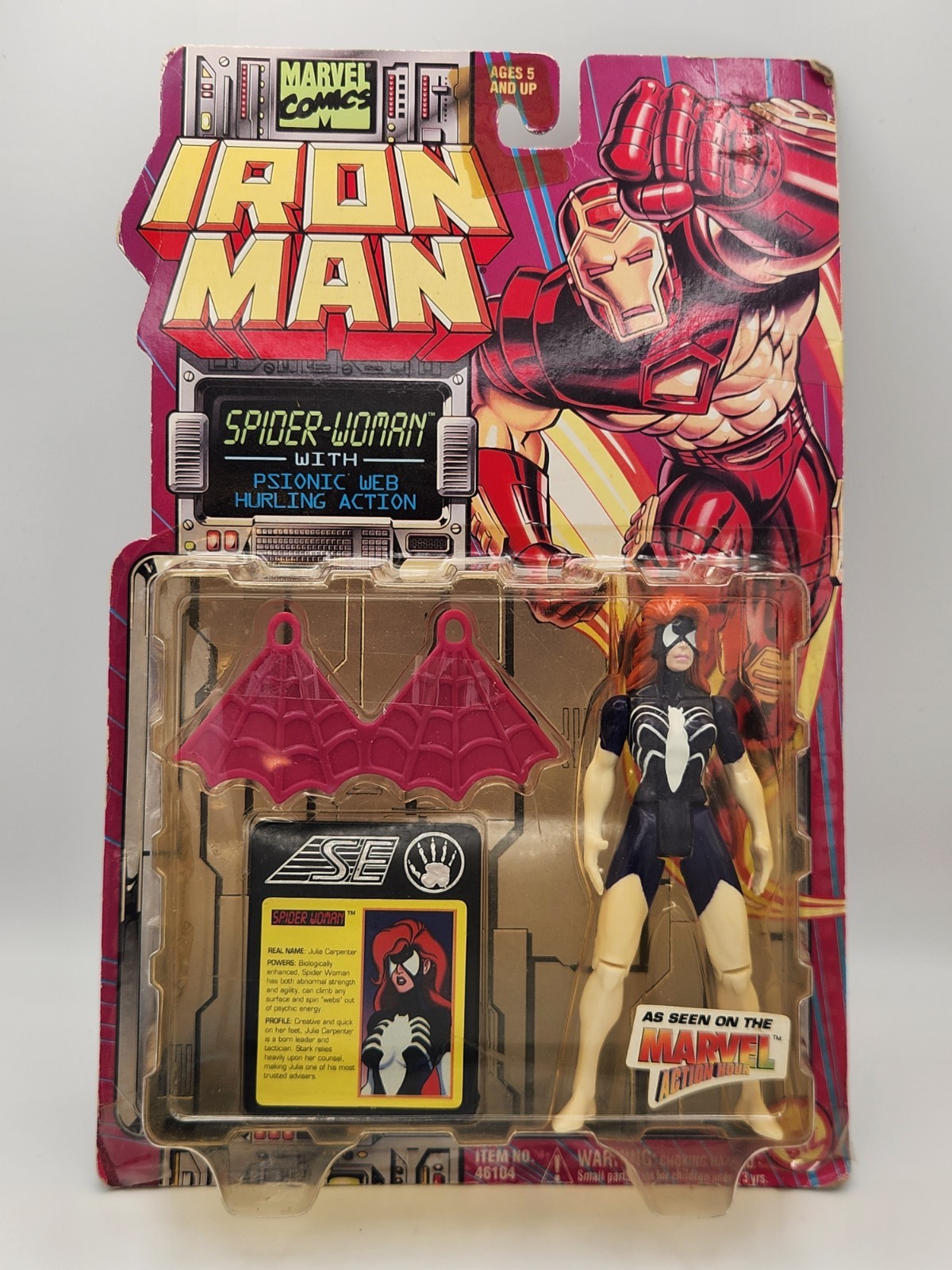 ToyBiz Marvel Modellino Iron Man Spider Woman con azione Psionic Web NUOVO!