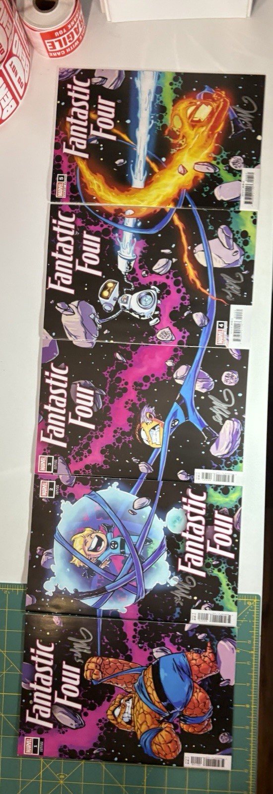 Fantastic Four Connecting 5 Comic Set All Signed By SKOTTIE YOUNG