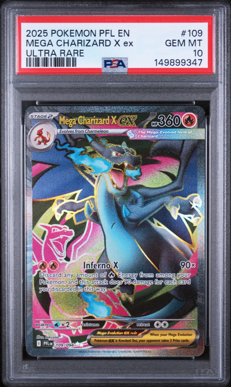 [PSA 10] Mega Charizard X ex 109/094 Me02: Phantasmal Flames Holo