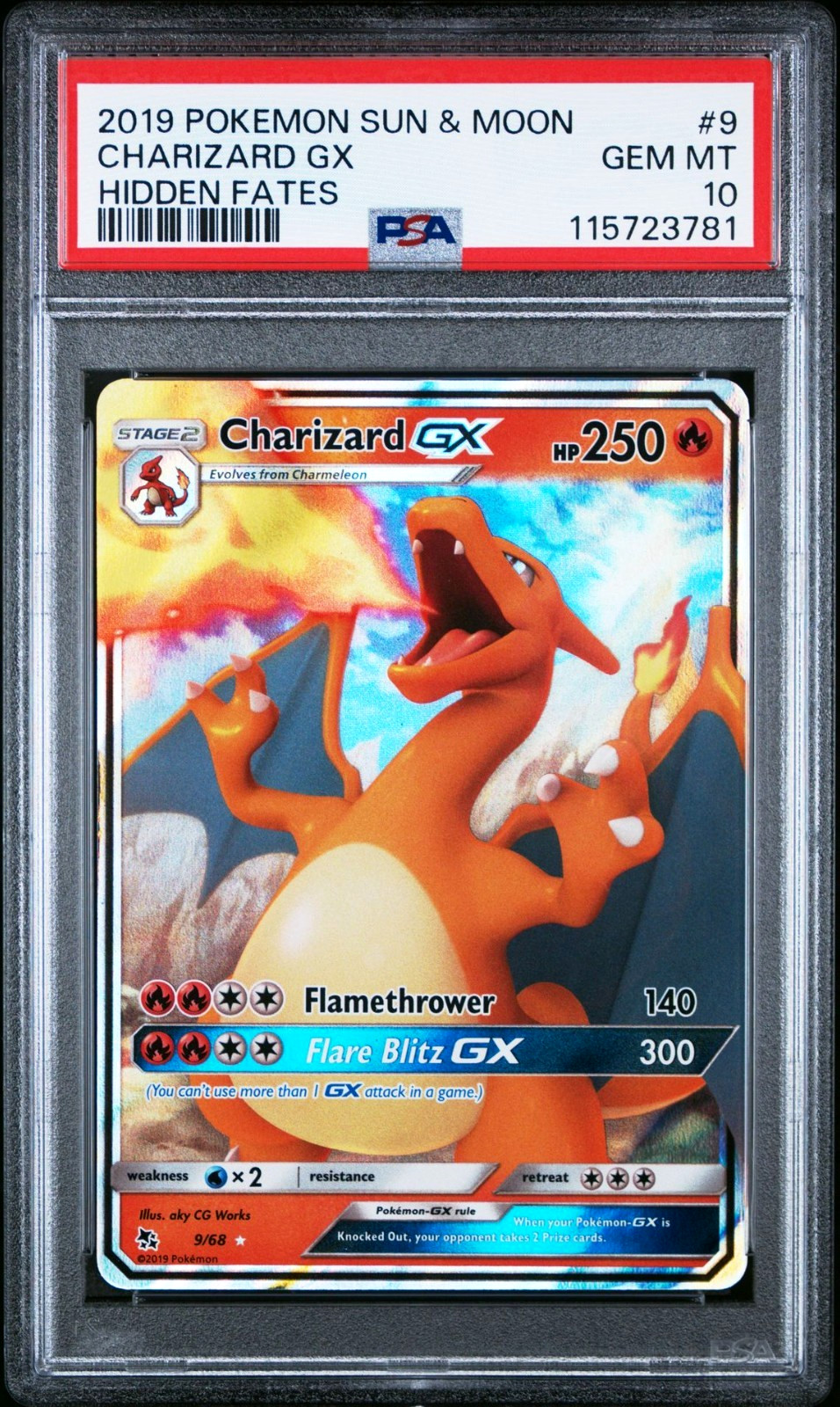 Pokemon Sole e Luna 2019 Destino Nascosto Charizard GX #9 PSA 10