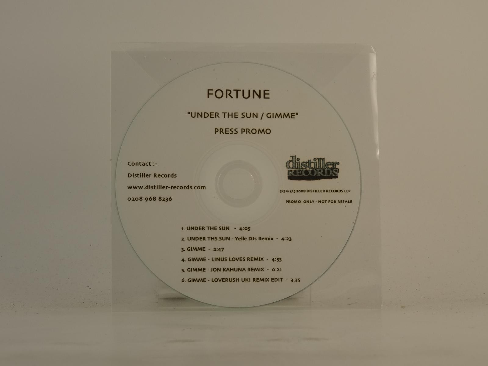 FORTUNE UNDER THE SUN (D81) 6 Track Promo CD Single including Plastic Sleeve DIS