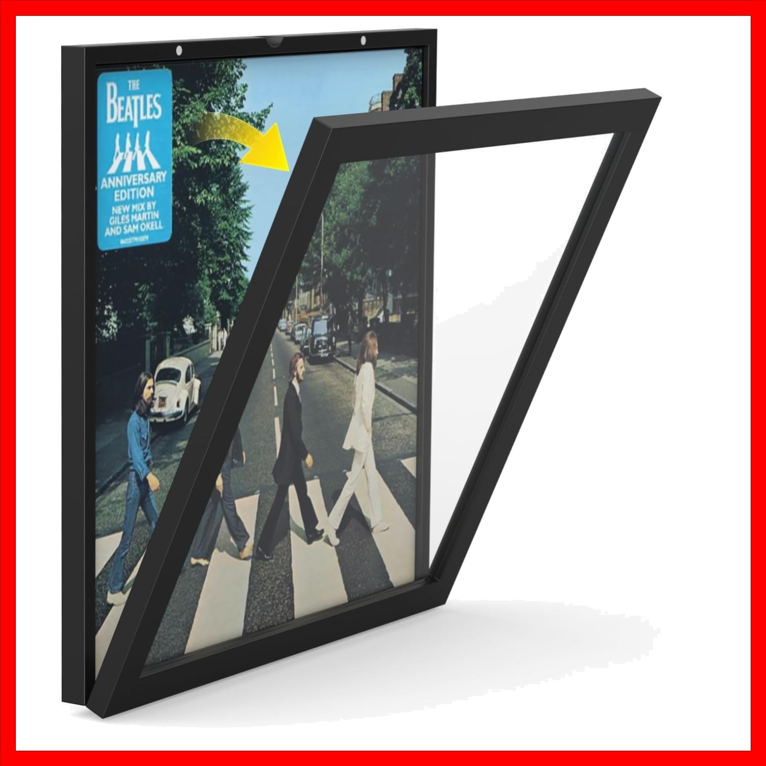 Black Vinyl Record Frame Wall Mount - Magnetic Front-Open Design for 12-Inch ...
