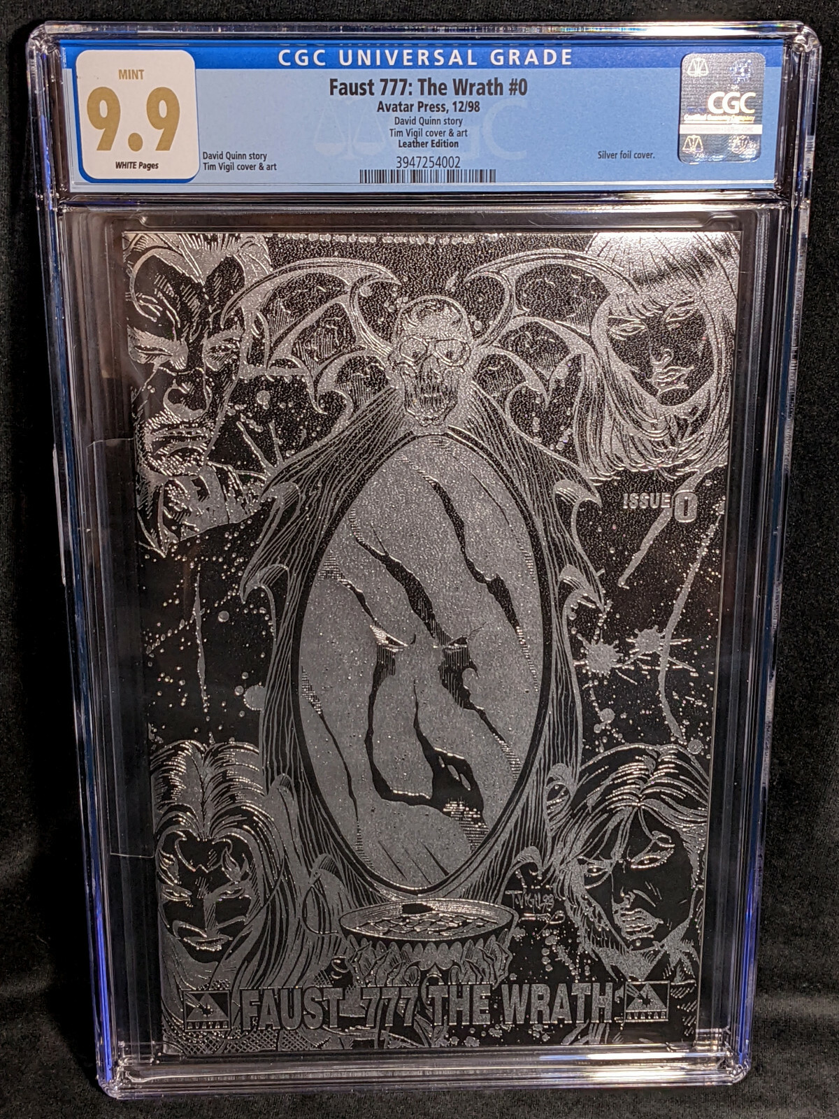 Faust 777: The Wraith # 0 Silver Foil Leather Edition CGC 9.9 Quinn Tim Vigil
