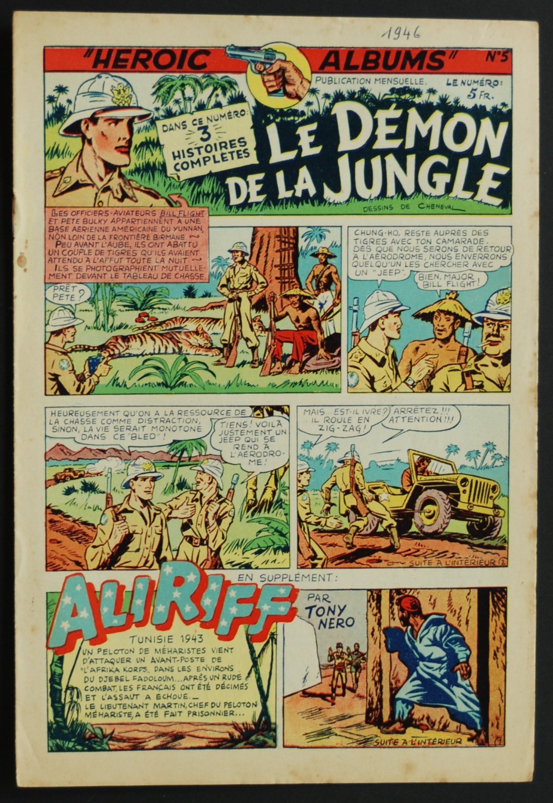 Héroïc-Albums 2ème année 1946 n° 5 - Le démon de la jungle - Cheneval - TTBE+