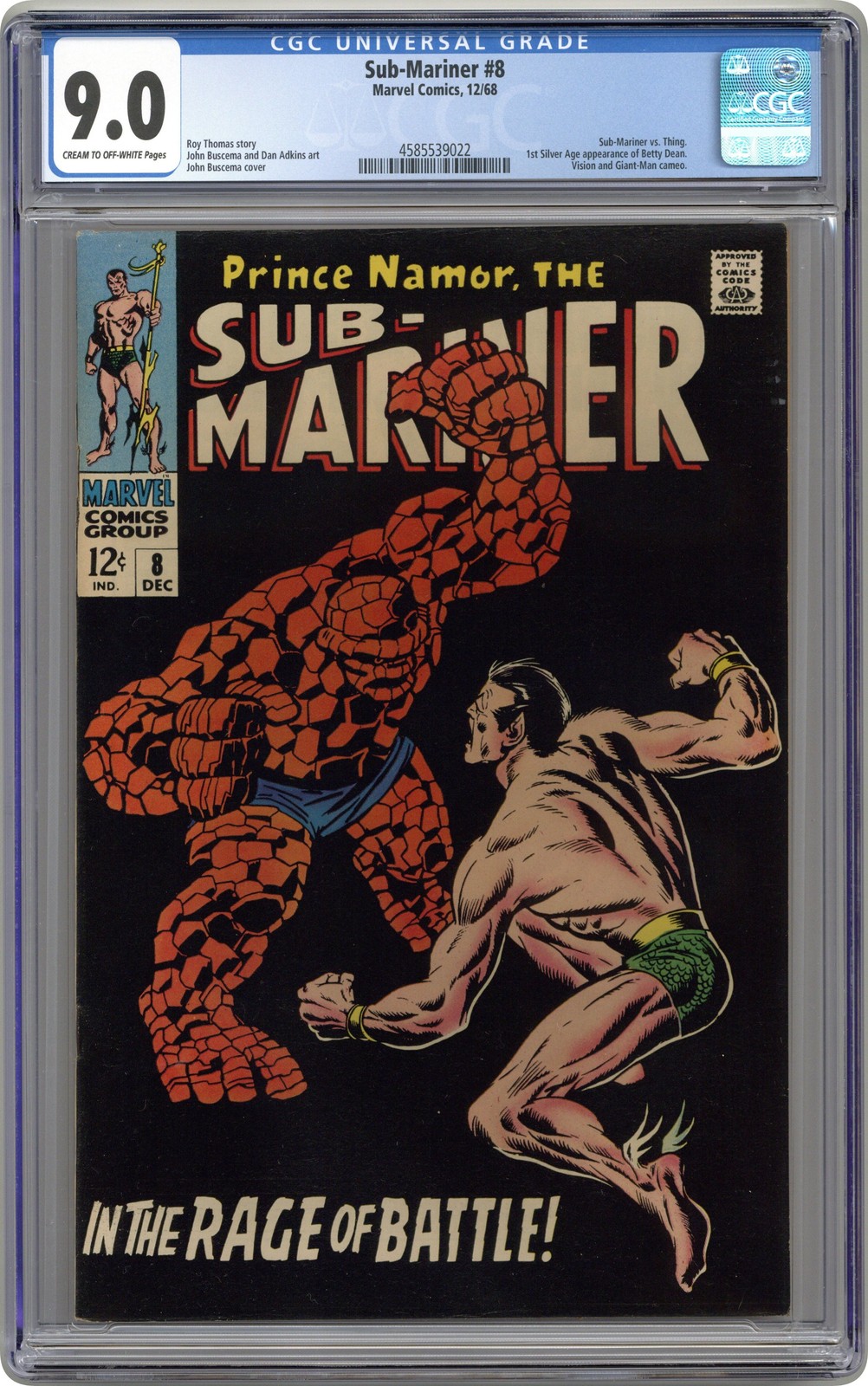 Sub-Mariner #8 CGC 9.0 1968 4585539022