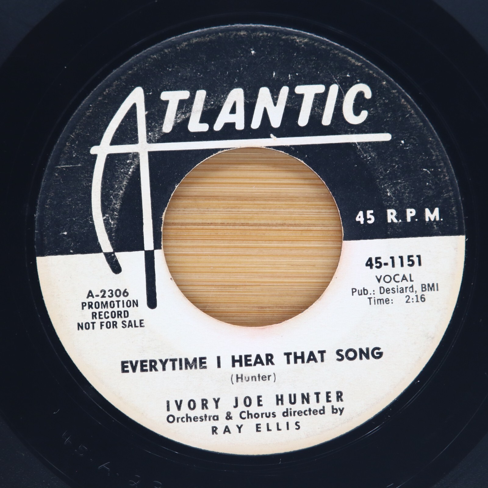 IVORY JOE HUNTER - EVERYTIME I HEAR THAT SONG / SHE'S GONE - SOUL 45 PROMO