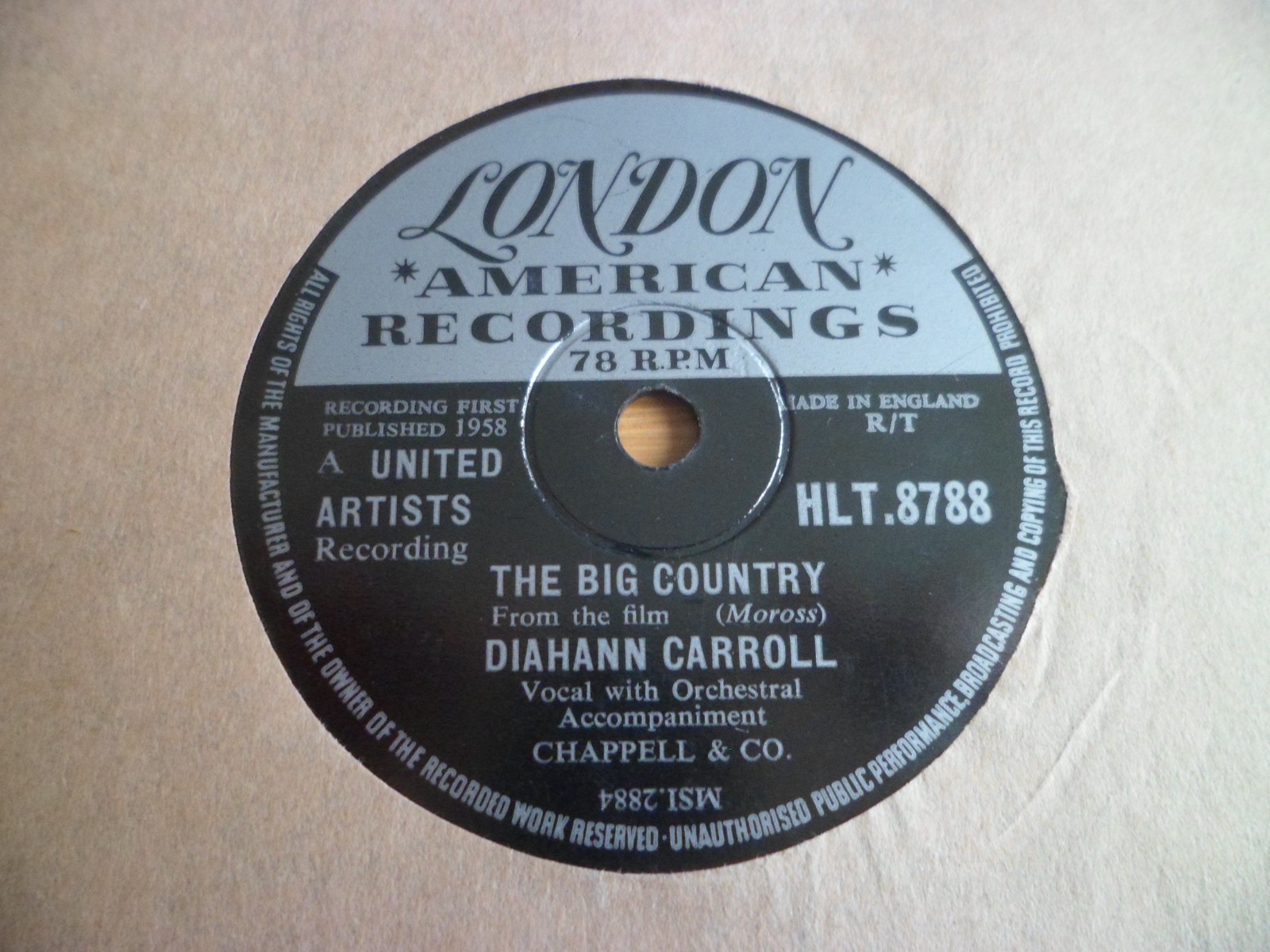 DIAHANN CARROLL: THE BIG COUNTRY / GUIDING LIGHT 1958 LONDON 78RPM RARE EX-