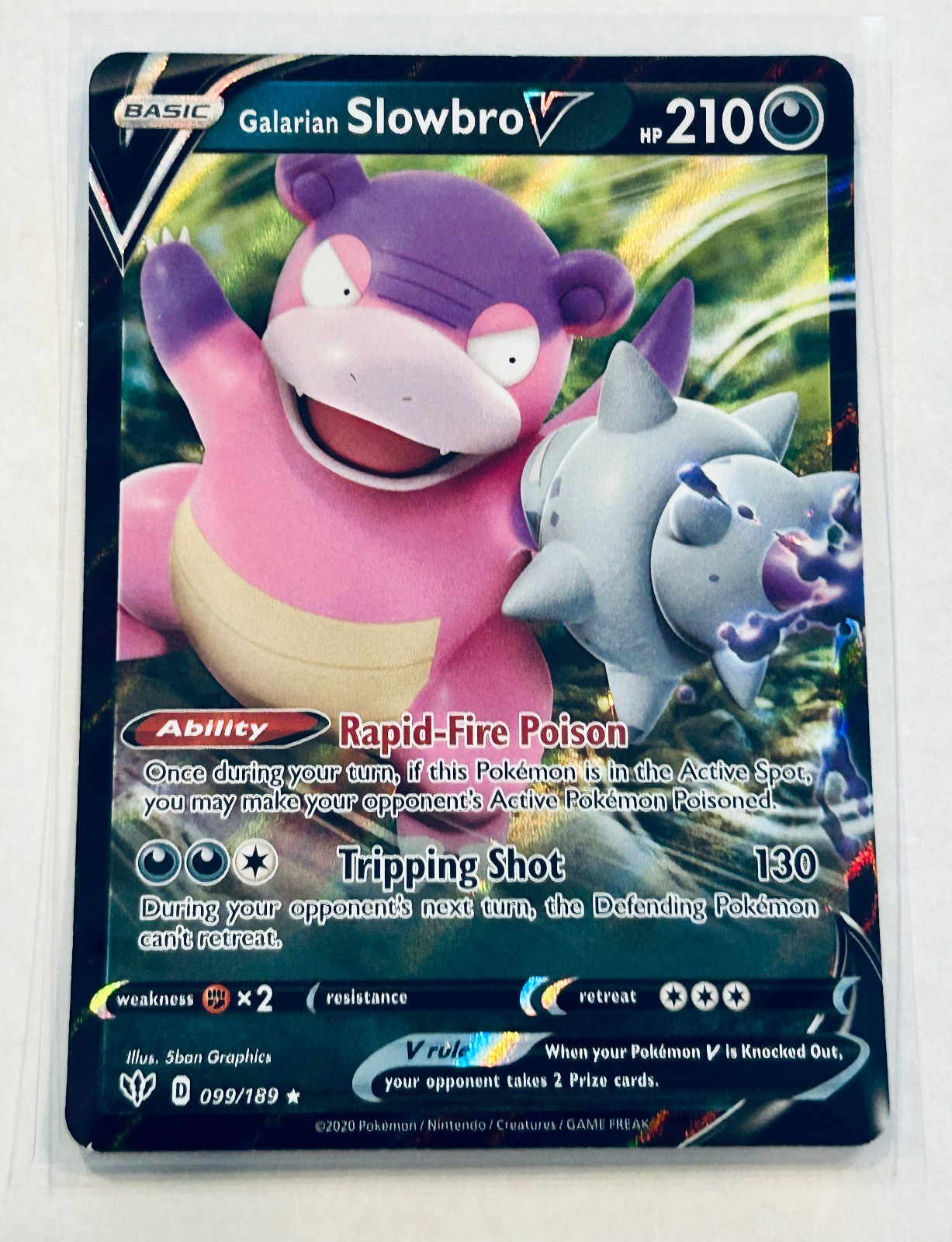 Galarian Slowbro V 099/189 Darkness Ablaze 2020 Pokemon TCG Holo NM