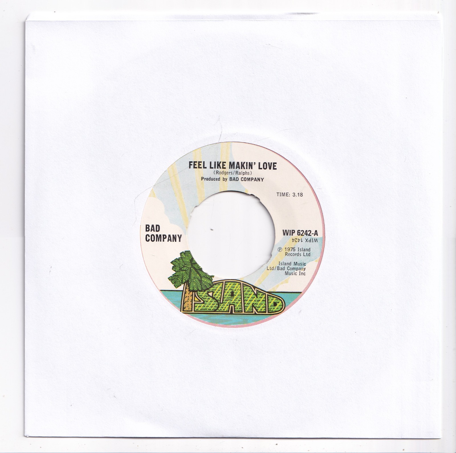(AV499) Bad Company, Feel Like Makin' Love - 1975 - 7 inch vinyl