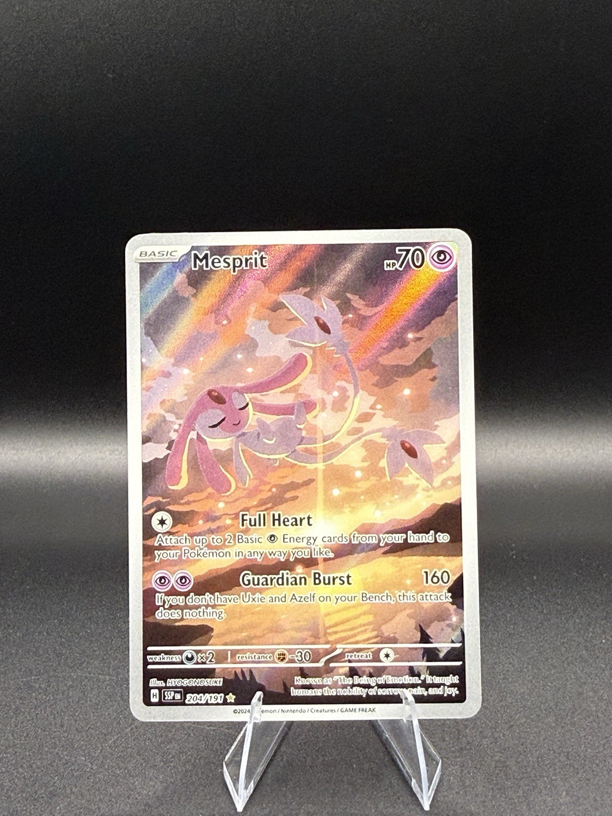 Mesprit Pokémon TCG Scintille Urgenti Illustrazione Carta Rara #204/191