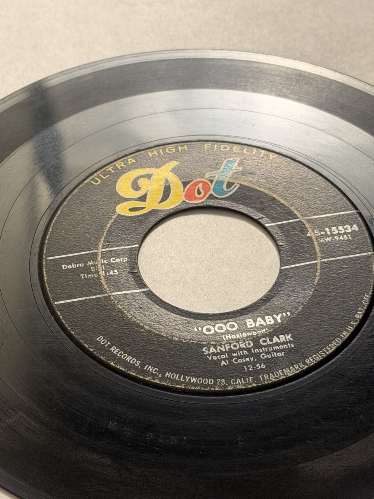 SANFORD CLARK: 9 lb. hammer / ooo baby DOT 7" Single 45 RPM