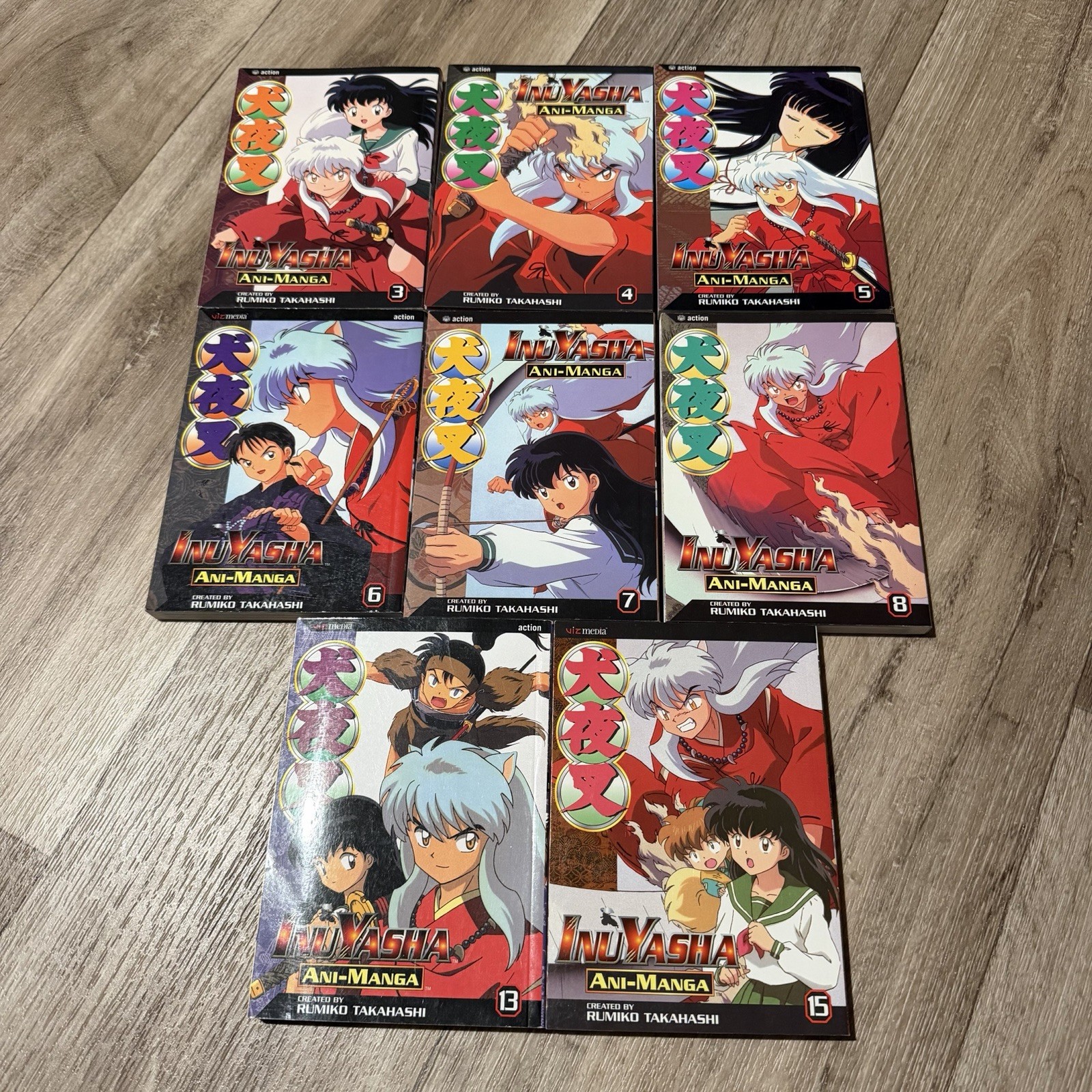Lotto di 8 volumi di manga Inuyasha Ani 3,4,5,6,7,8,13,15