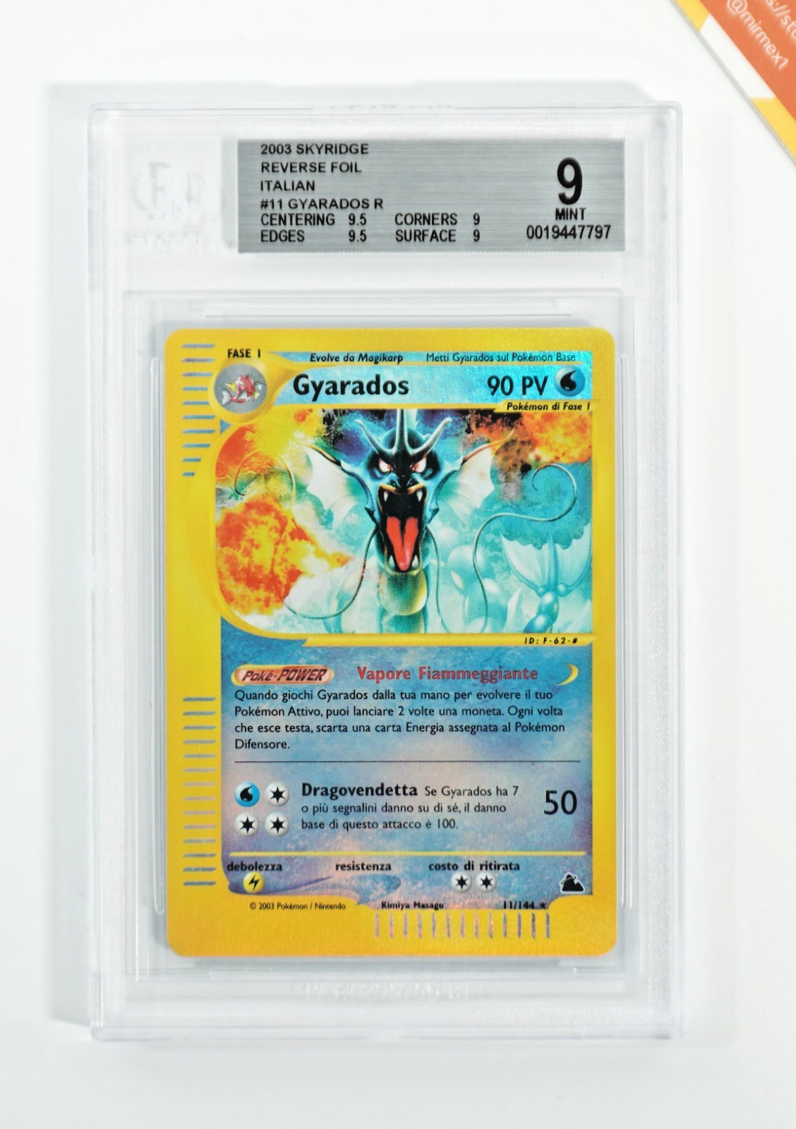 Pokemon BGS 9 Gyarados #11 Reverse Holo Skyridge 2003 Italiano