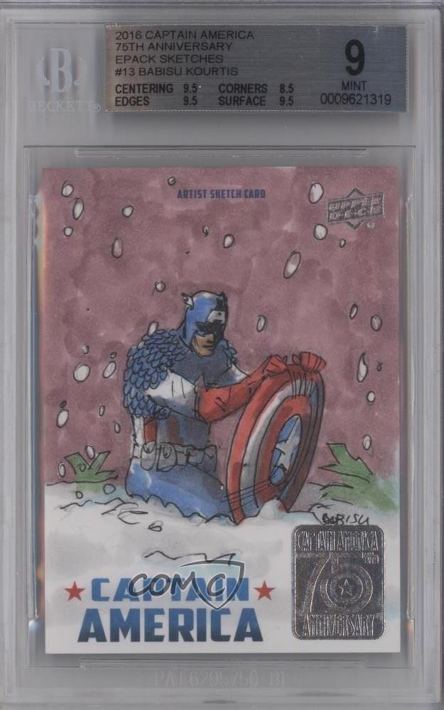 2016 Marvel Captain America 75° Anniversario 1/1 Babisu Kourtis Schizzo Auto b9t