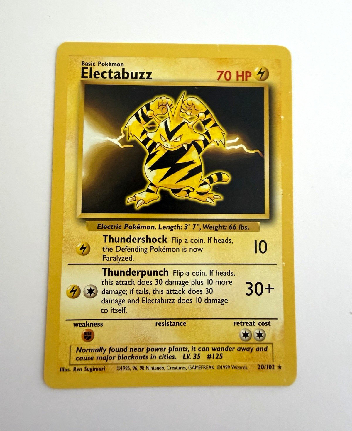 Pokémon Base Set Electabuzz 20/102 Rare Regular Unlimited 1999 
