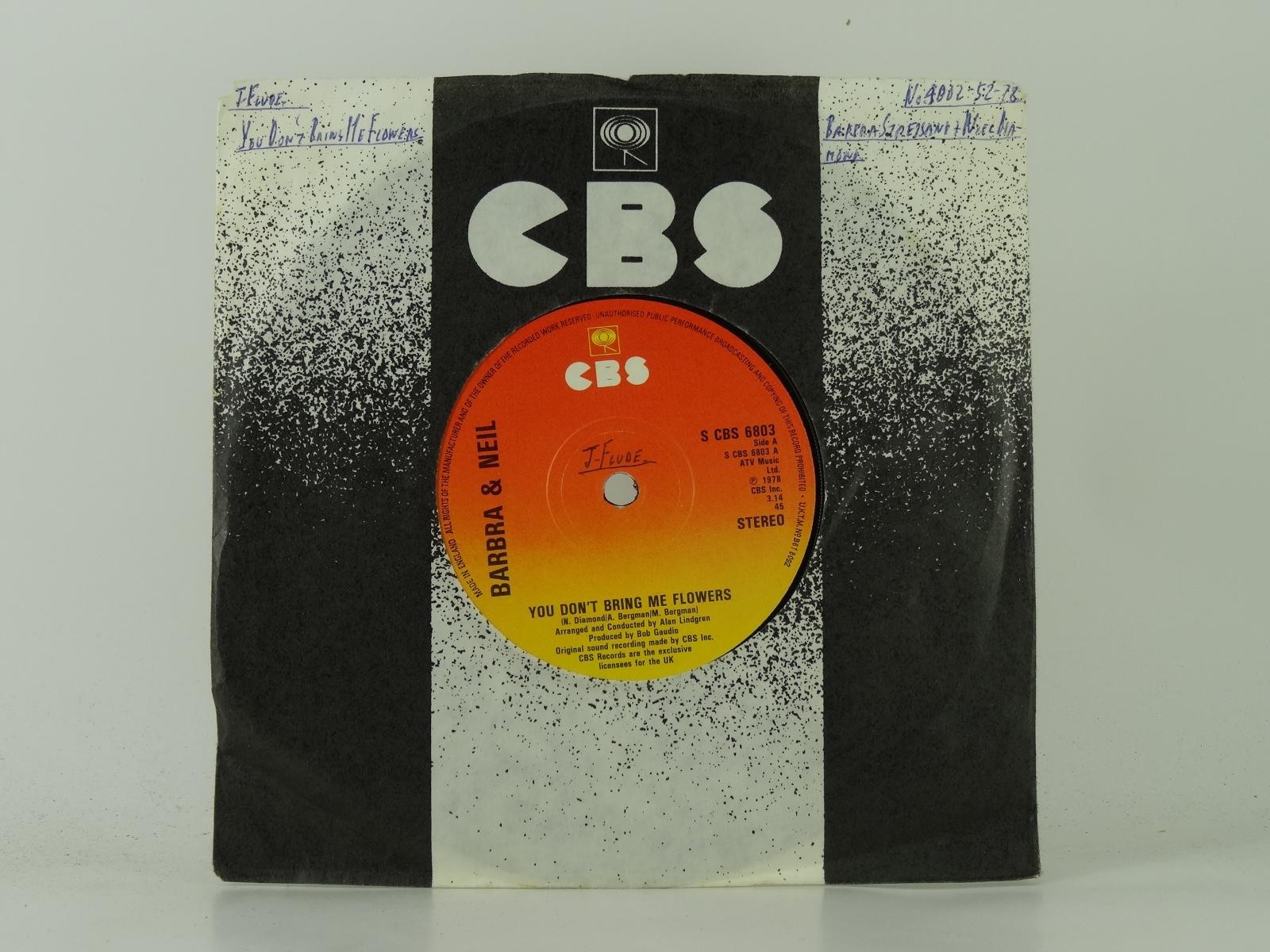 BARBARA AND NEIL YOU DON'T BRING ME FLOWERS (43) 2 Track 7" Single including Com